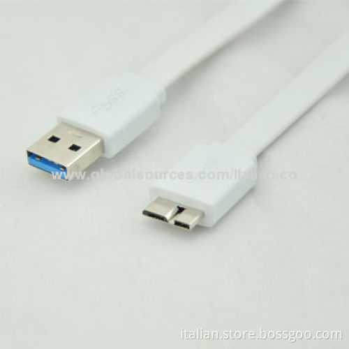 TPE Flat-shaped USB Cable for Samsung Galaxy Note 3, Stronger and Durable